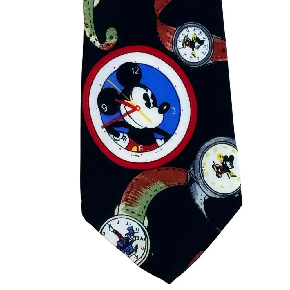 Vintage Hand Made 100% Silk Made in Korea Mickey Mouse Watch Tie